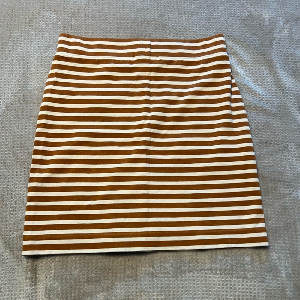 J.Crew Brown & White Striped Skirt XXS | Like New - Picture 3 of 6